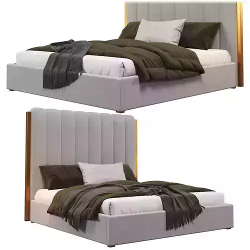 Aeliana Tufted Upholstered Low Profile Platform Bed 3D model