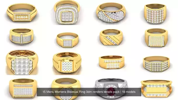 15 Mens Womens Bisexual Ring 3dm renders details pack