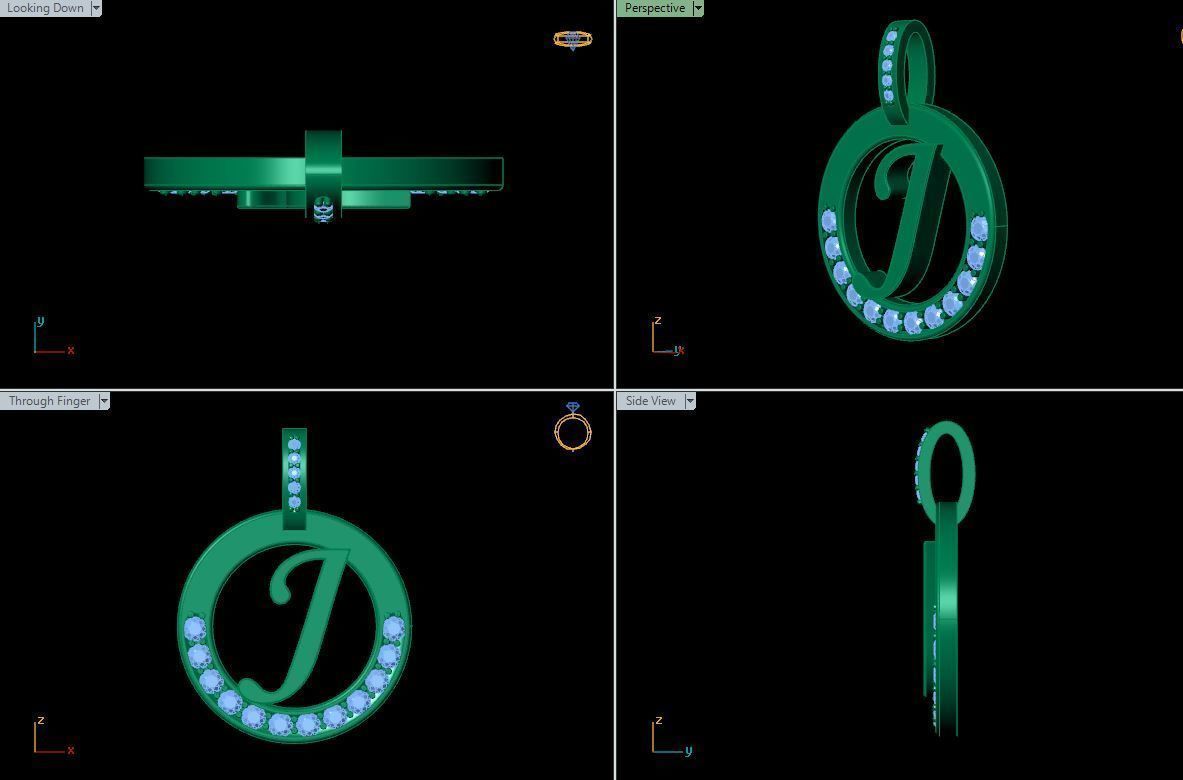 J Letter Pendant 3D print model_8