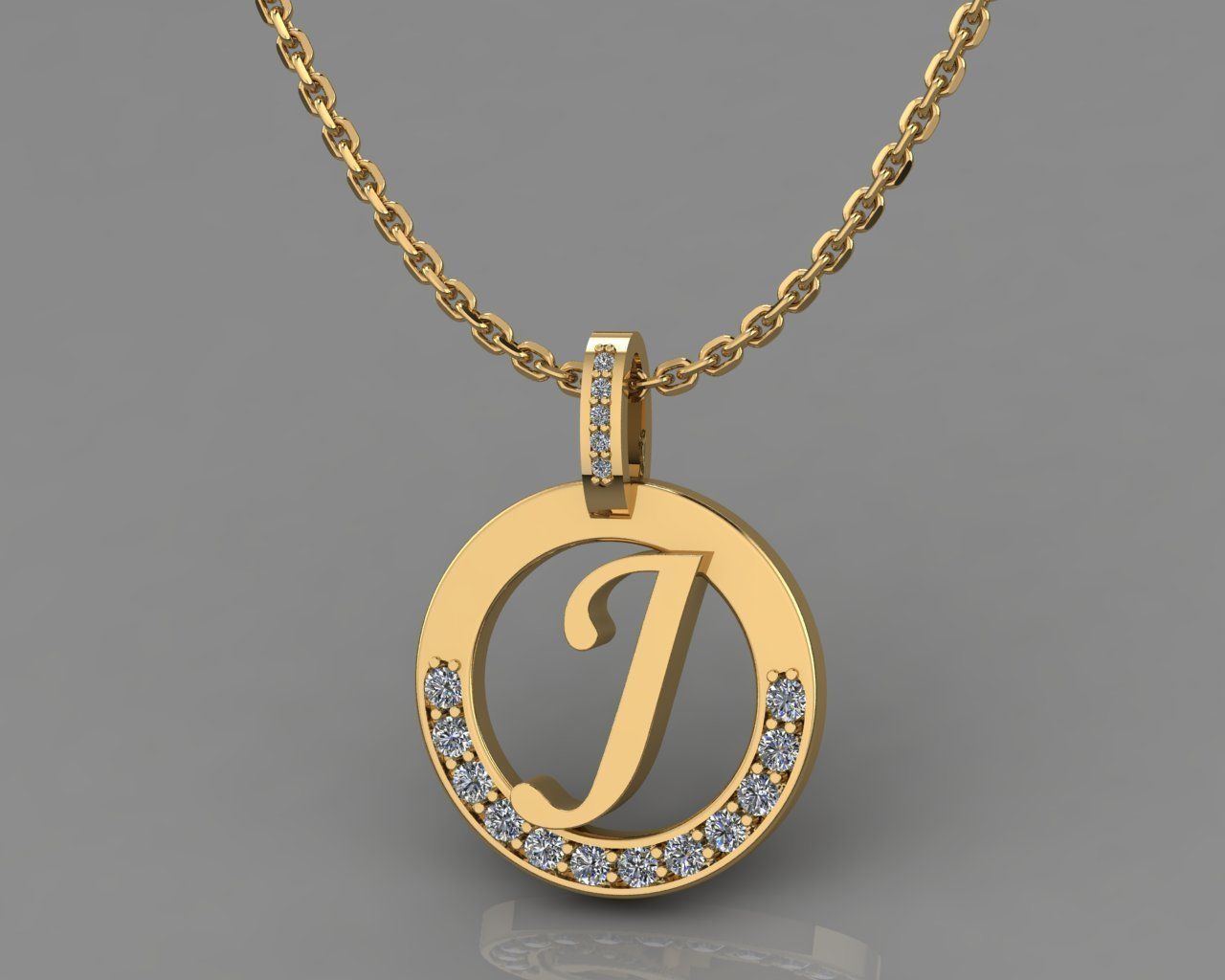 J Letter Pendant 3D print model_4