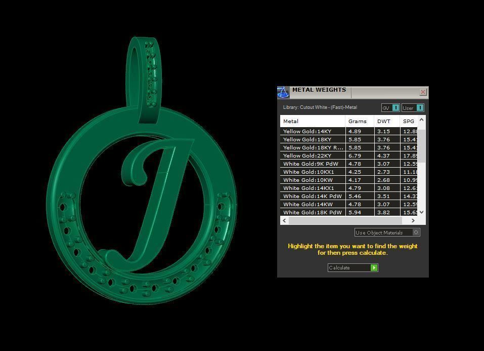 J Letter Pendant 3D print model_6