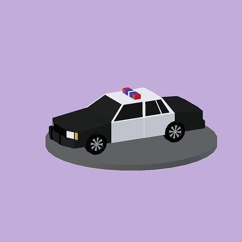 Lowpoly Car police Low-poly 3D model 2