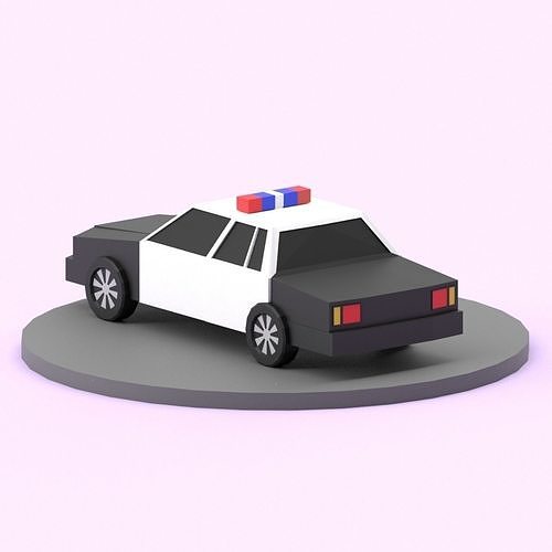 Lowpoly Car police Low-poly 3D model 4