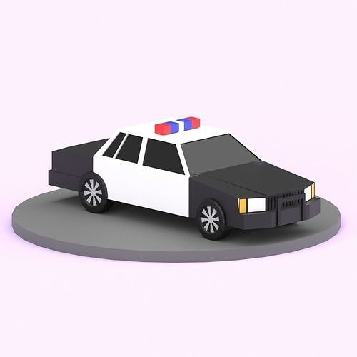 Lowpoly Car police Low-poly 3D model 3
