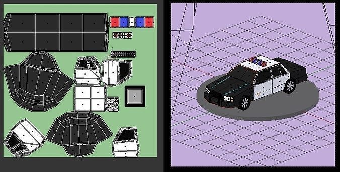 Lowpoly Car police Low-poly 3D model 5