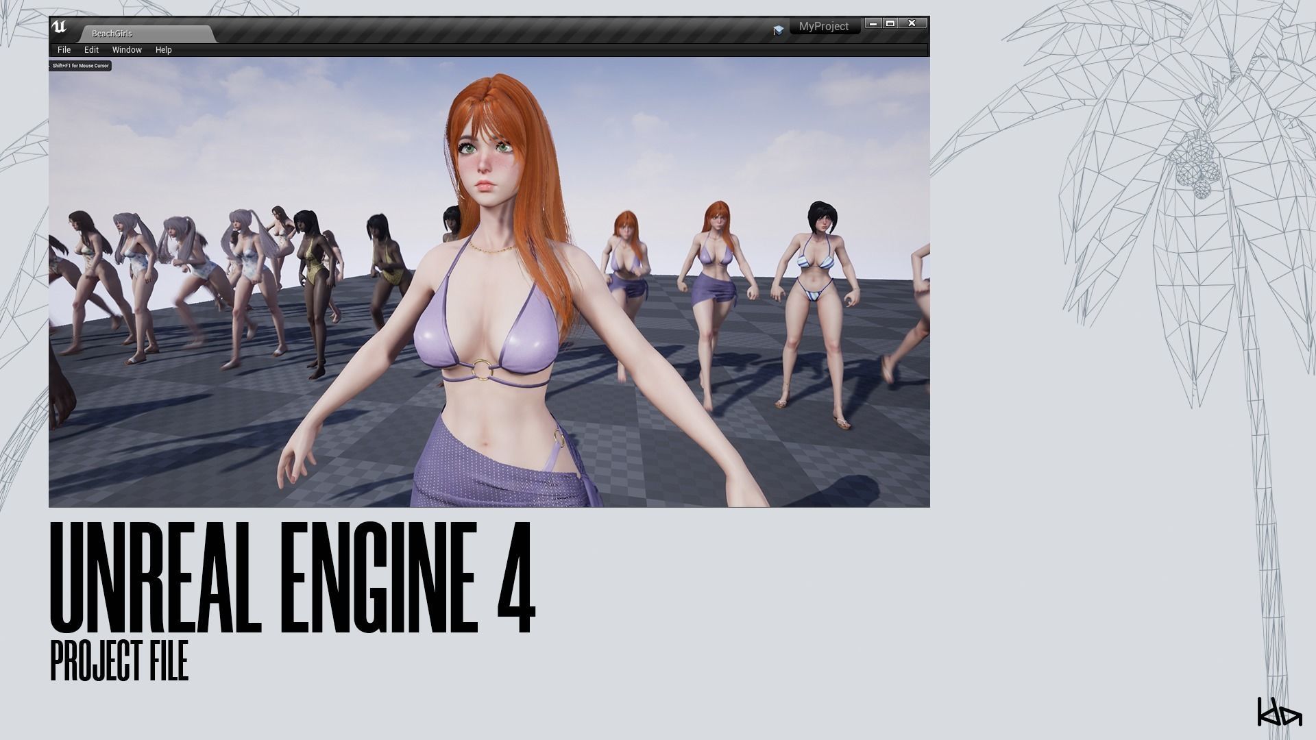 Beach Girls - Game Ready Low-poly 3D model_29