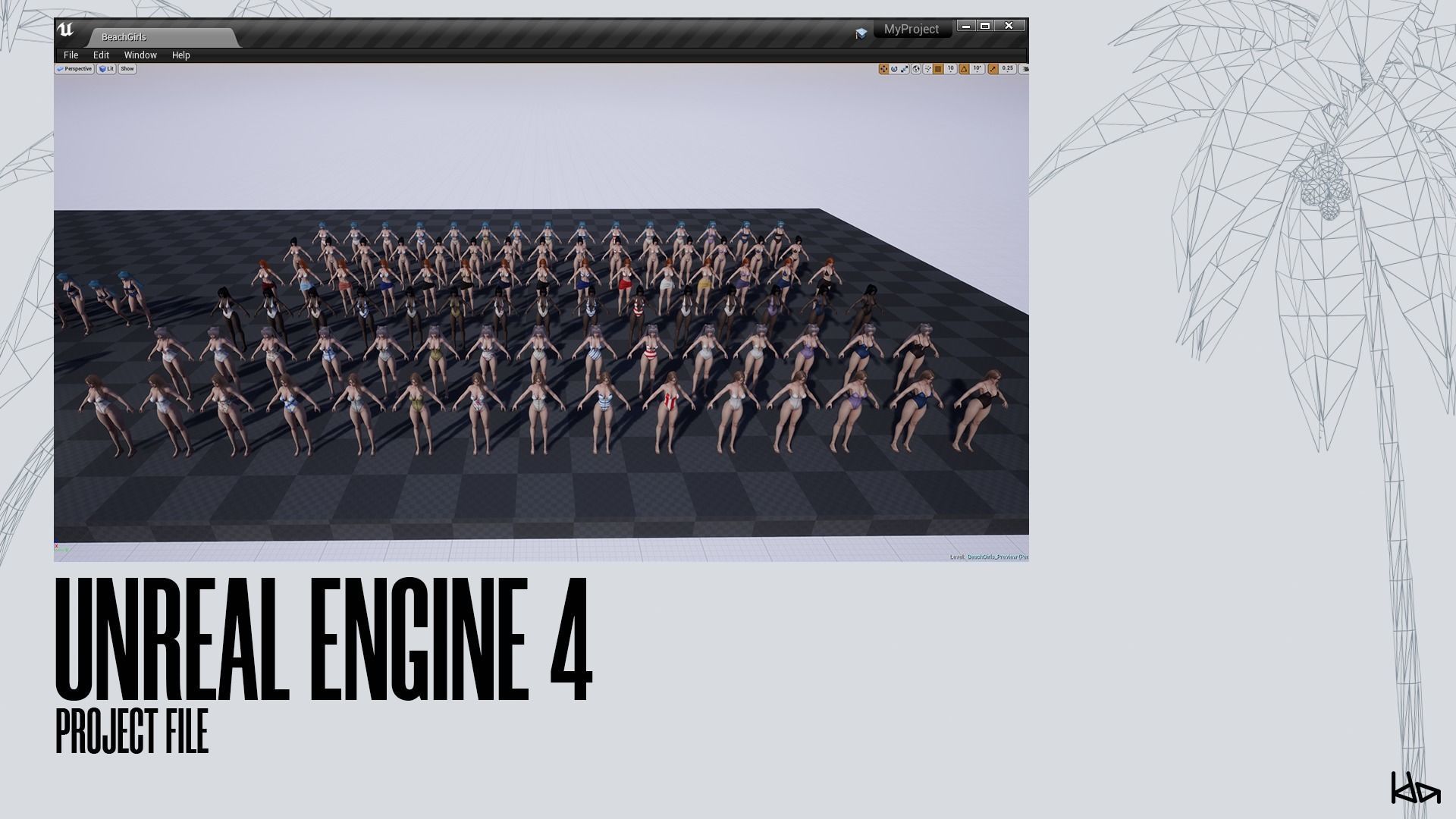 Beach Girls - Game Ready Low-poly 3D model_32