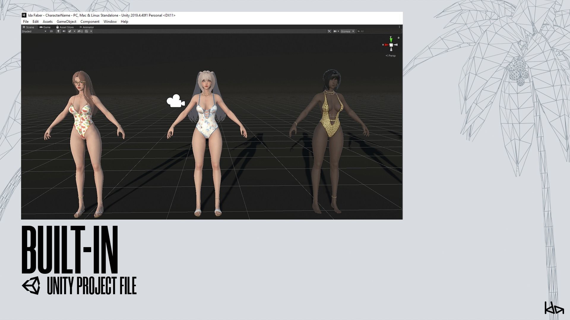 Beach Girls - Game Ready Low-poly 3D model_38