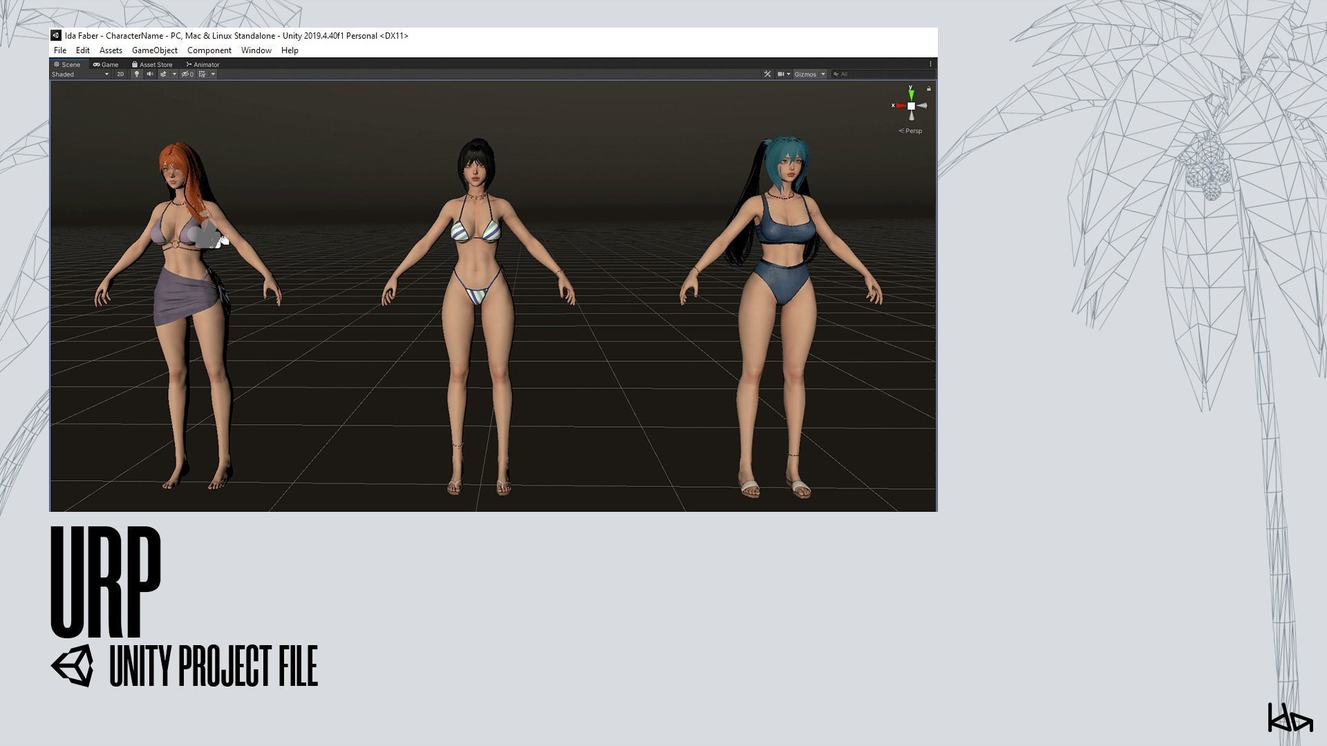 Beach Girls - Game Ready Low-poly 3D model_47