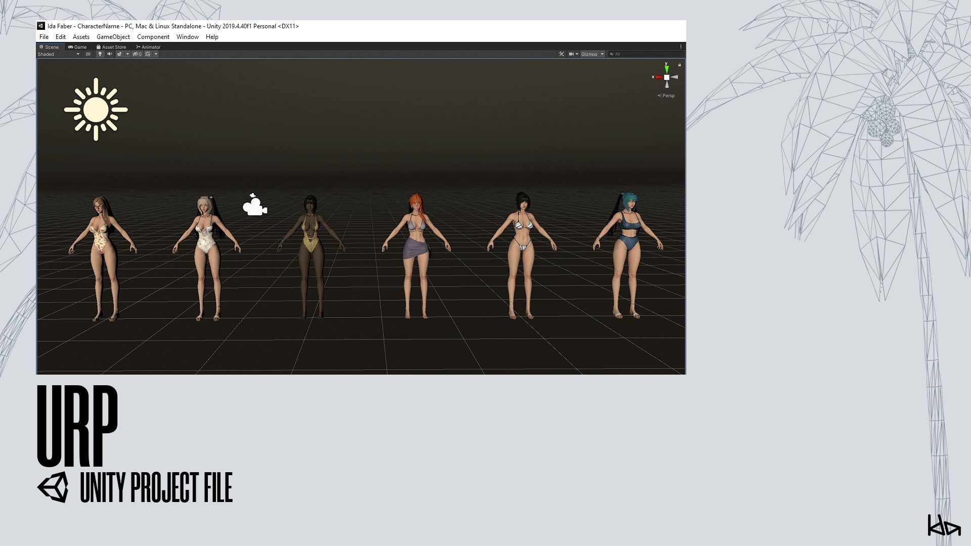 Beach Girls - Game Ready Low-poly 3D model_46