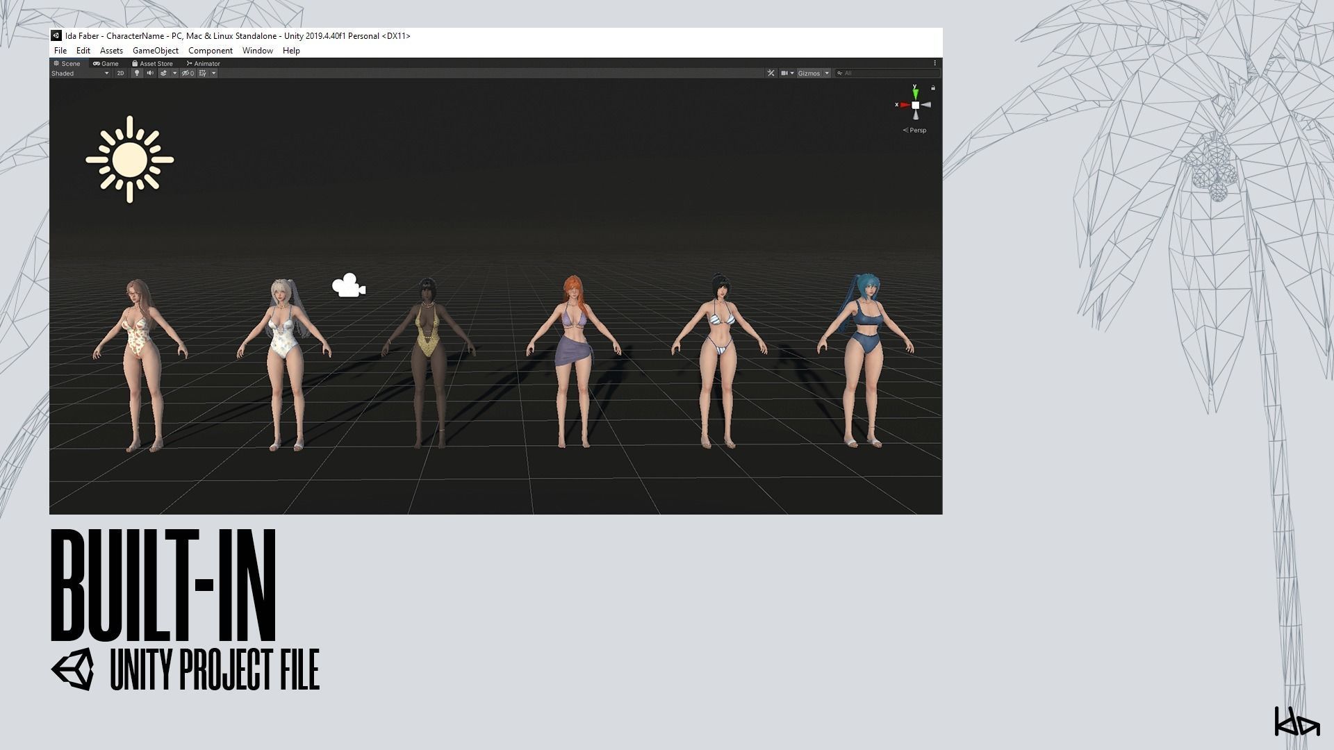 Beach Girls - Game Ready Low-poly 3D model_36