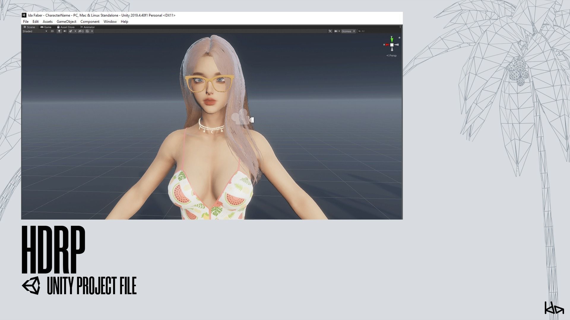 Beach Girls - Game Ready Low-poly 3D model_39