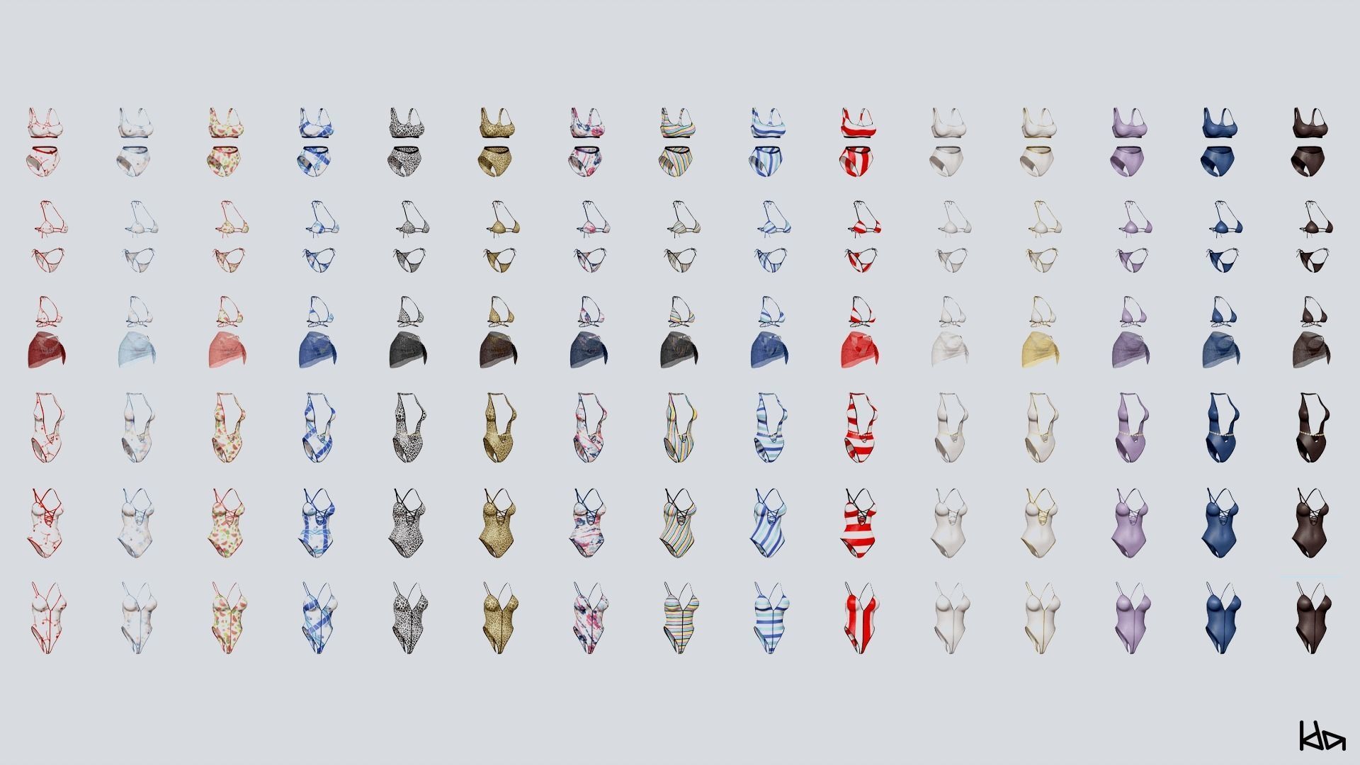 Beach Girls - Game Ready Low-poly 3D model_14