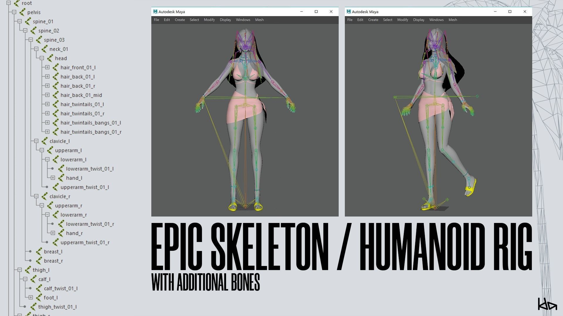 Beach Girls - Game Ready Low-poly 3D model_7