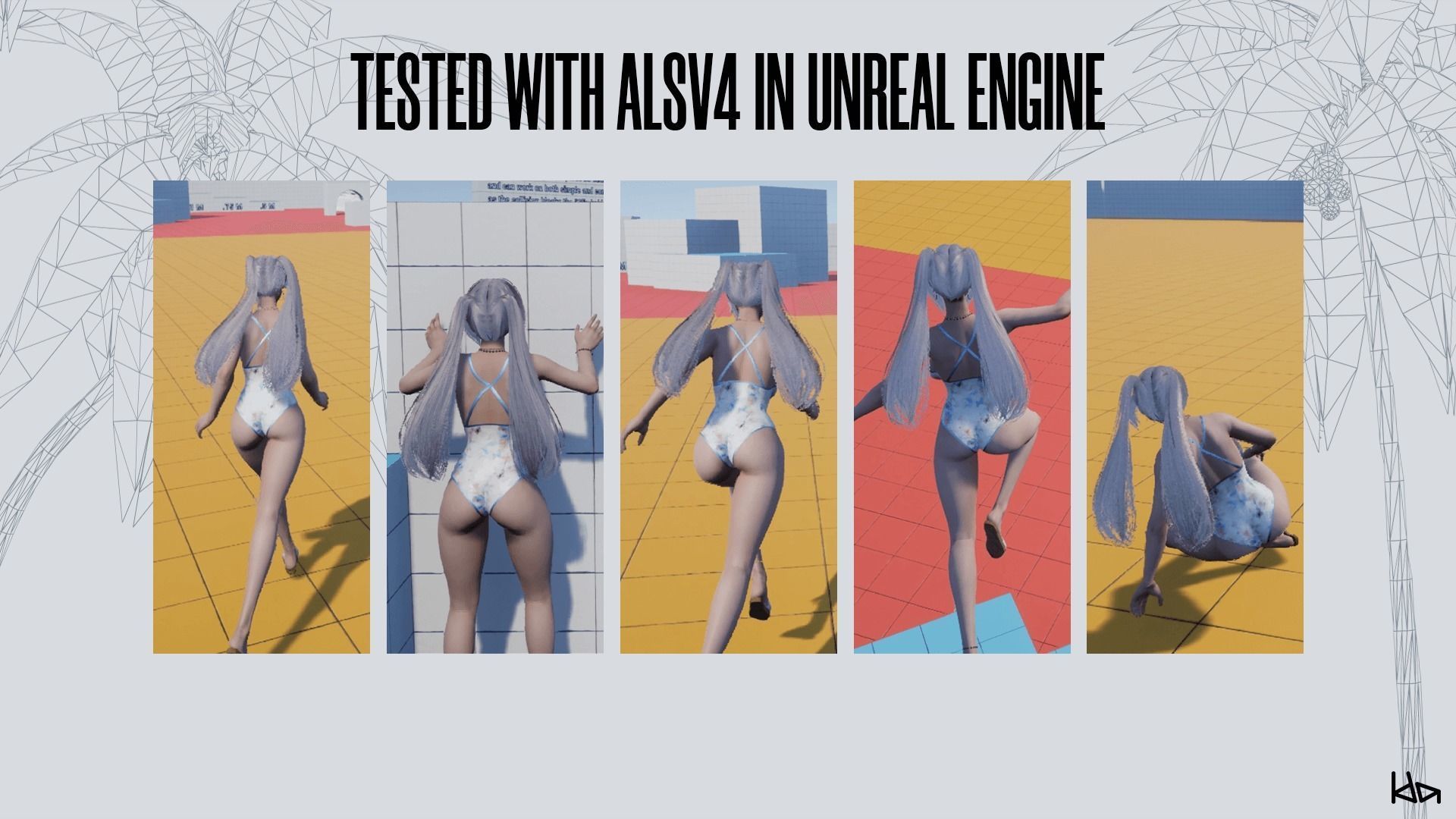 Beach Girls - Game Ready Low-poly 3D model_8