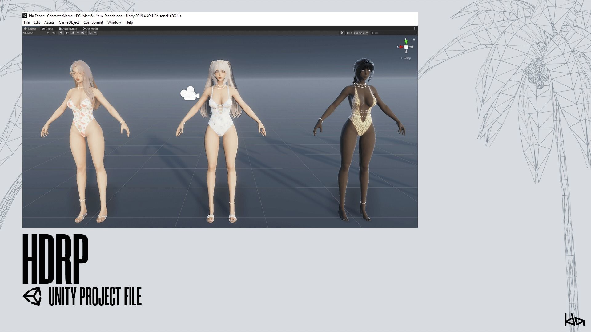 Beach Girls - Game Ready Low-poly 3D model_43