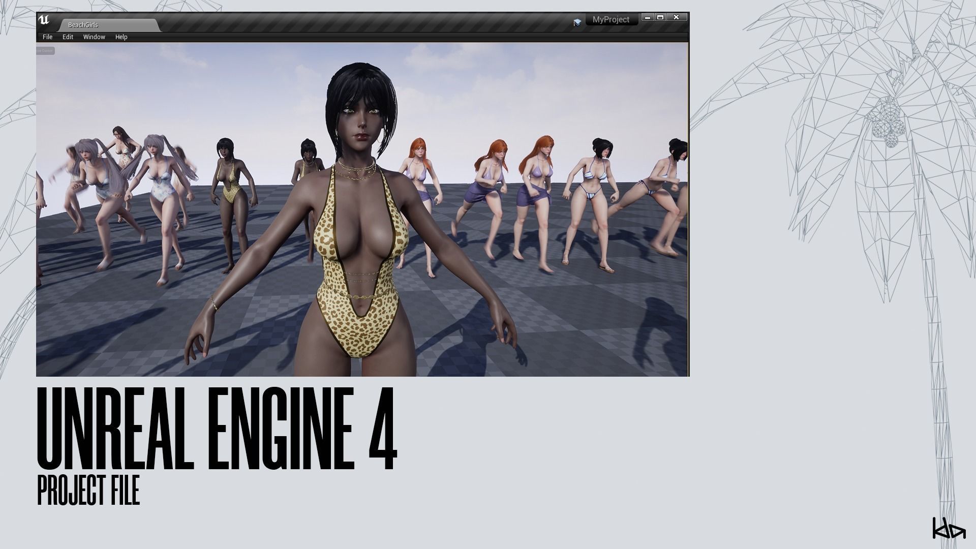 Beach Girls - Game Ready Low-poly 3D model_31