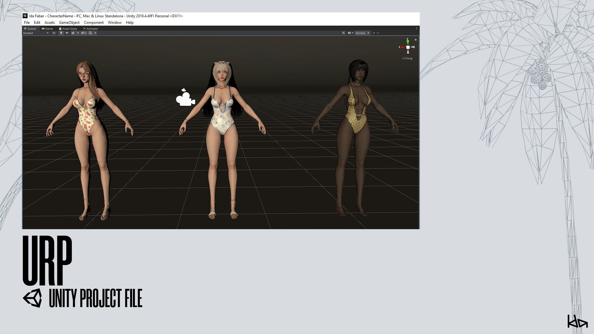 Beach Girls - Game Ready Low-poly 3D model_48