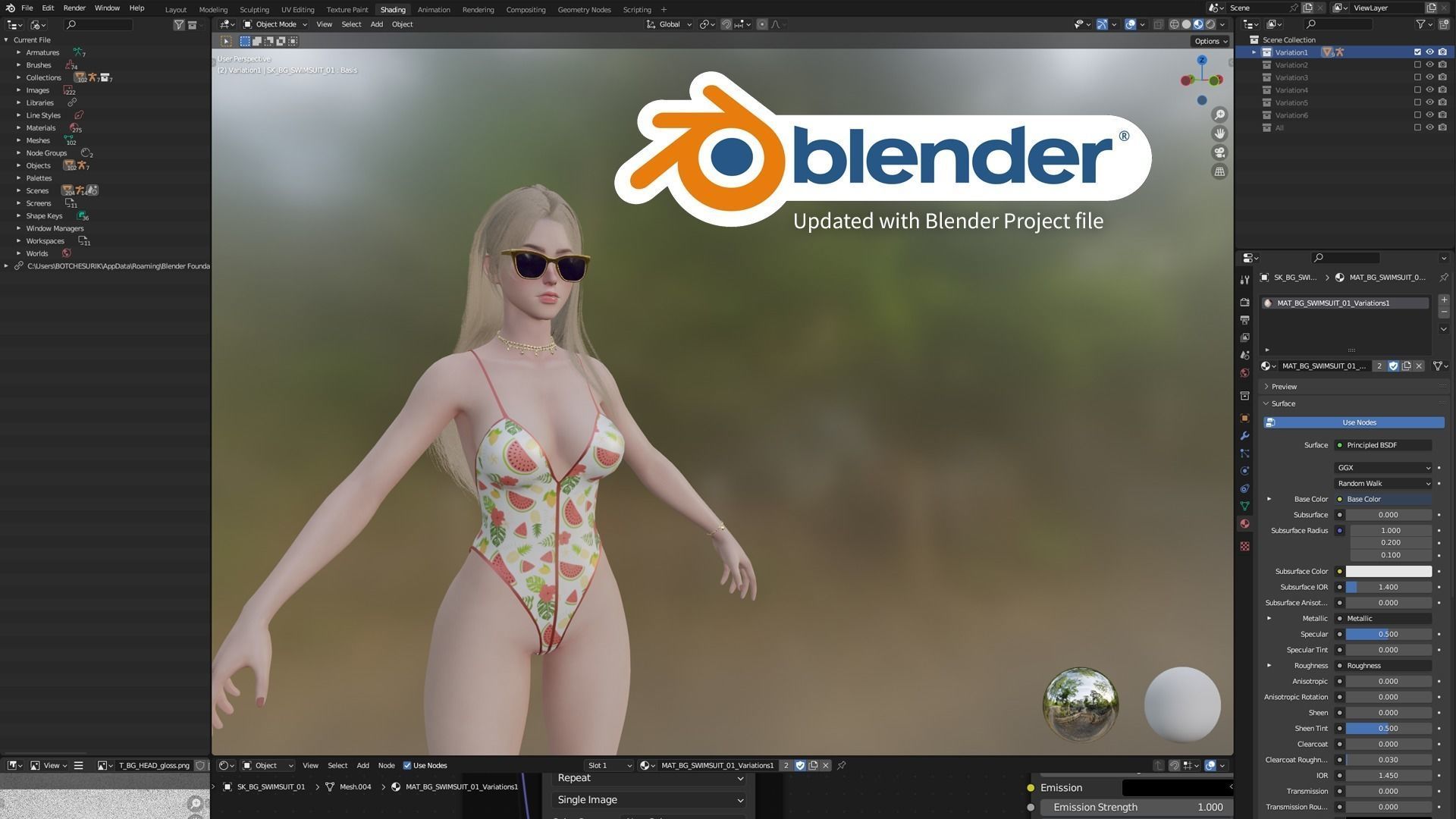 Beach Girls - Game Ready Low-poly 3D model_28