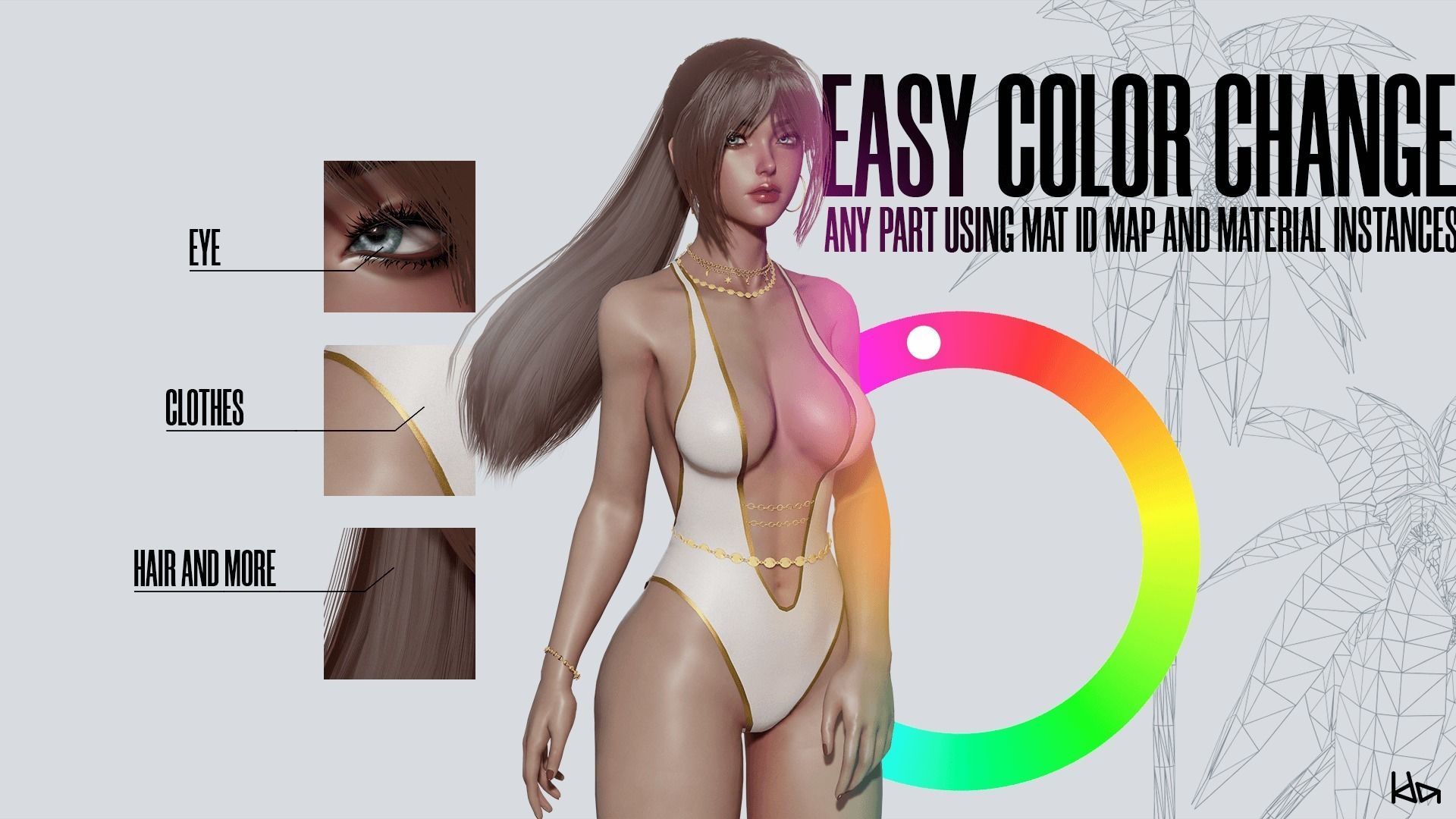 Beach Girls - Game Ready Low-poly 3D model_4