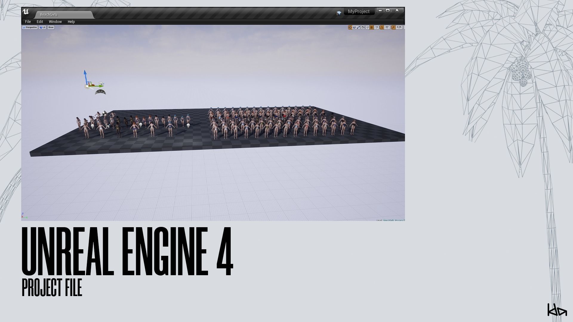 Beach Girls - Game Ready Low-poly 3D model_33