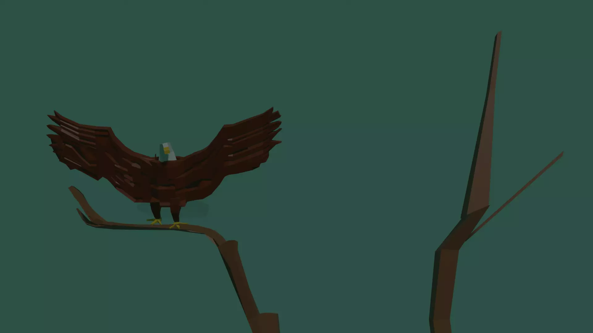 Eeeagle eagle perched on branch Low-poly 3D model_0