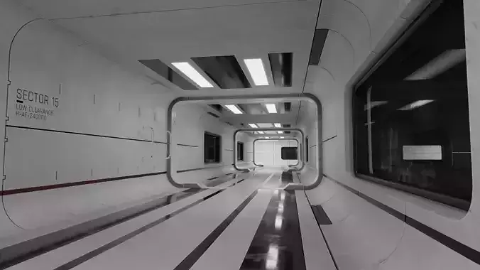 Sci-Fi corridor Low-poly 3D model