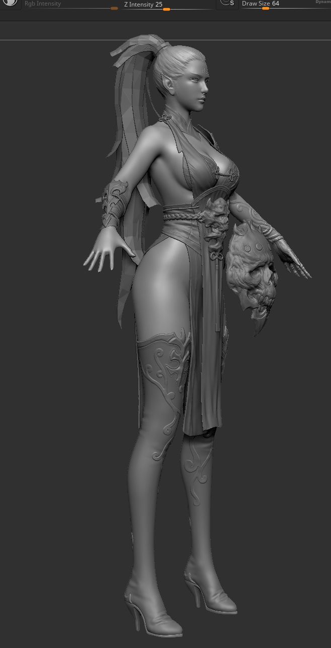 female fighter 3D model_2