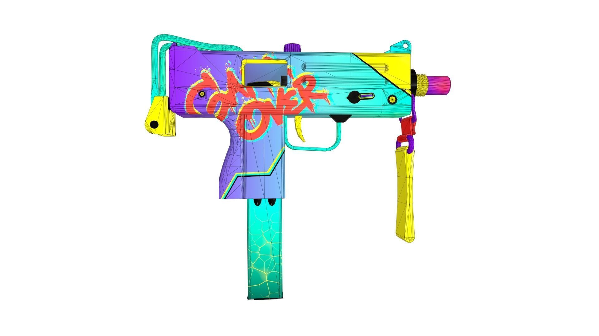 Mac-10  gun Low-poly 3D model_2