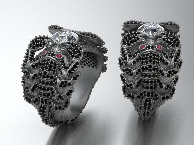 Scorpion ring 3D print model_5