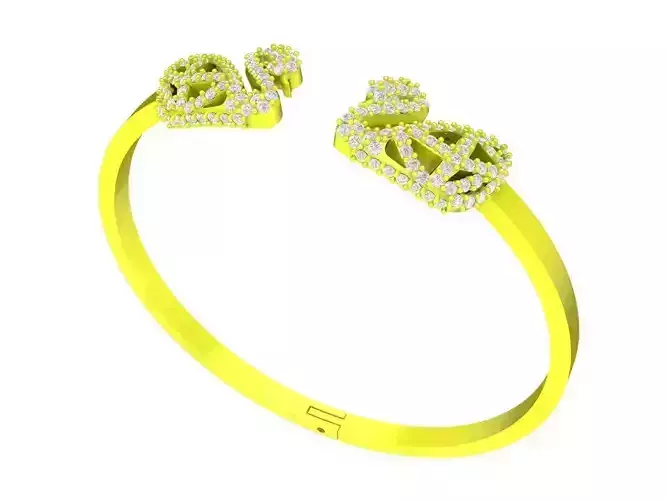 6669 Jewelry Art Swan Diamond Bangle Bracelets