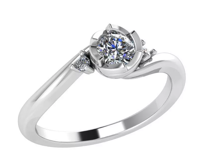 3 stone rotated head ring 0021 3D print model_0