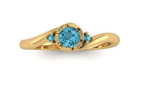 3 stone rotated head ring 0021 3D print model_2