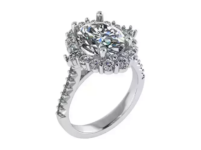oval halo cathetdral ring 0023 3D print model
