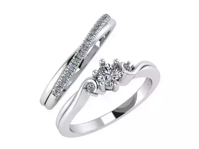 twisted 3 stone ring with diamond band 0024