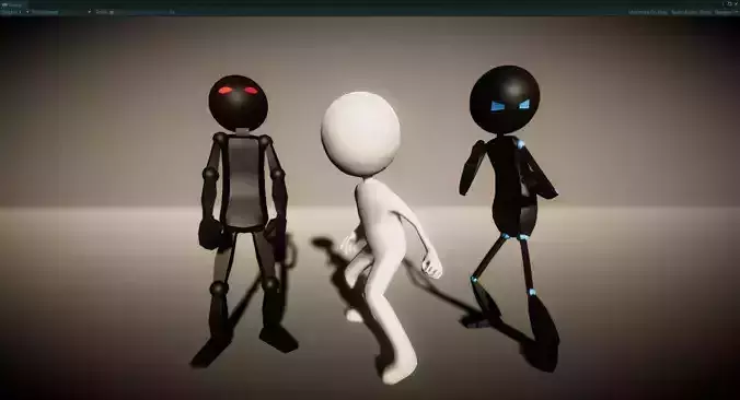 Stickman character Low-poly 3D model