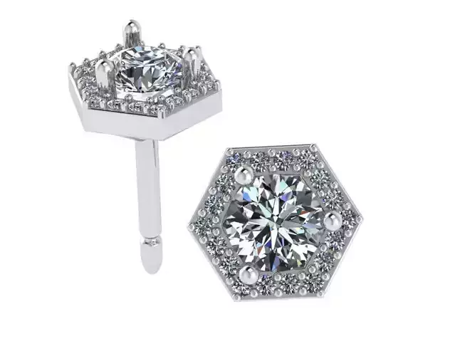 hexagon halo earring 0026 3D print model