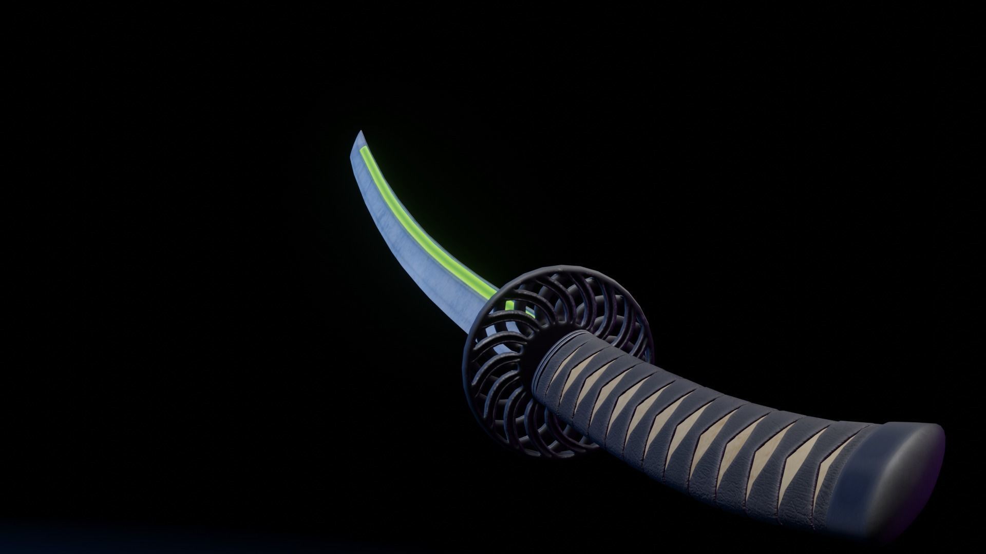 Stylized Katana Asset with five skins low poly game ready Low-poly 3D model_4