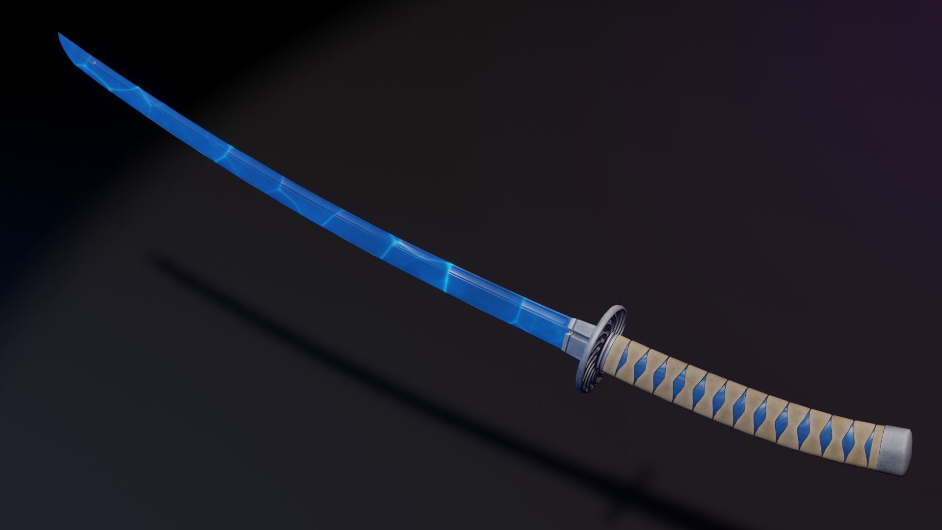 Stylized Katana Asset with five skins low poly game ready Low-poly 3D model_2