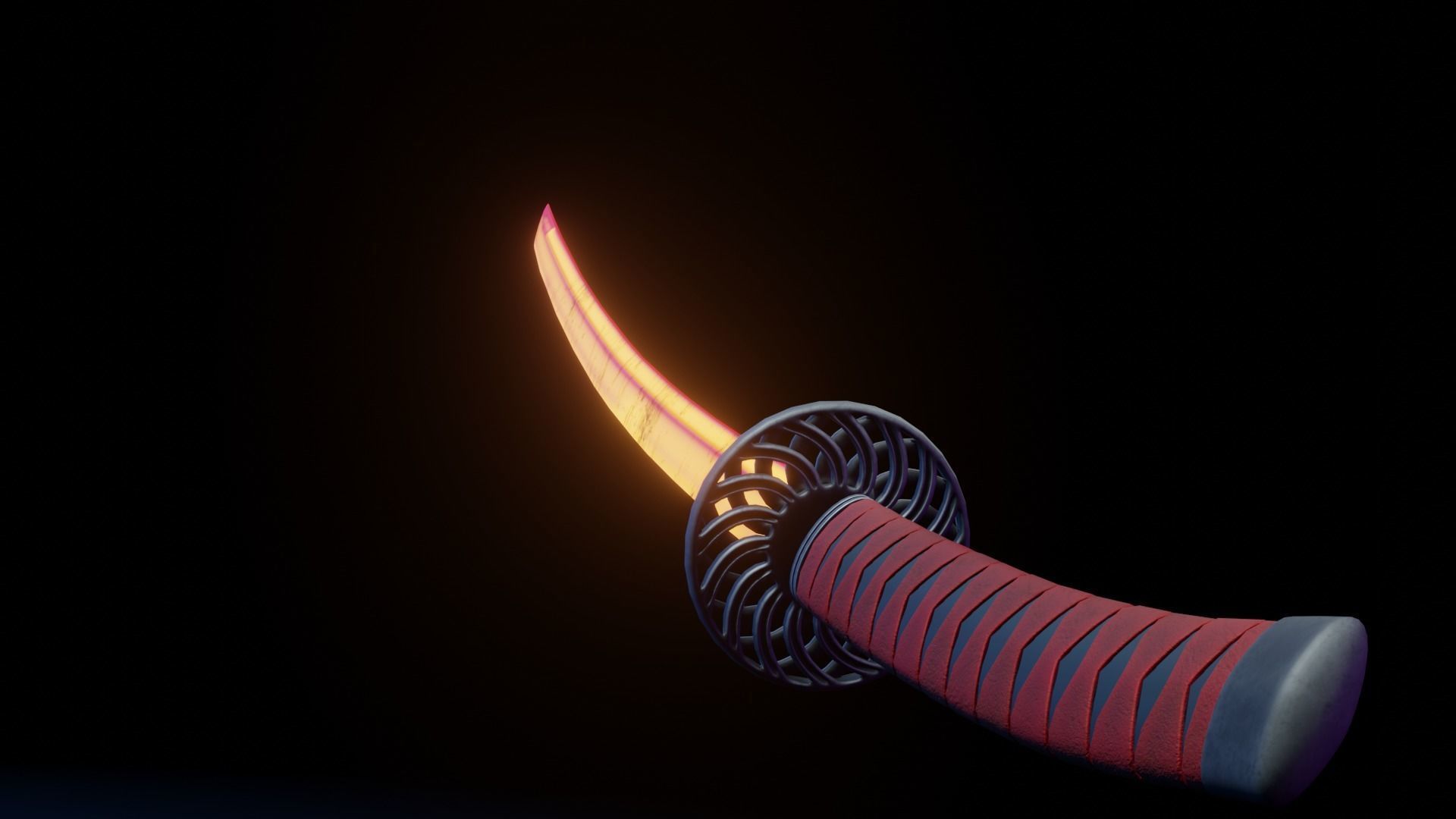Stylized Katana Asset with five skins low poly game ready Low-poly 3D model_14