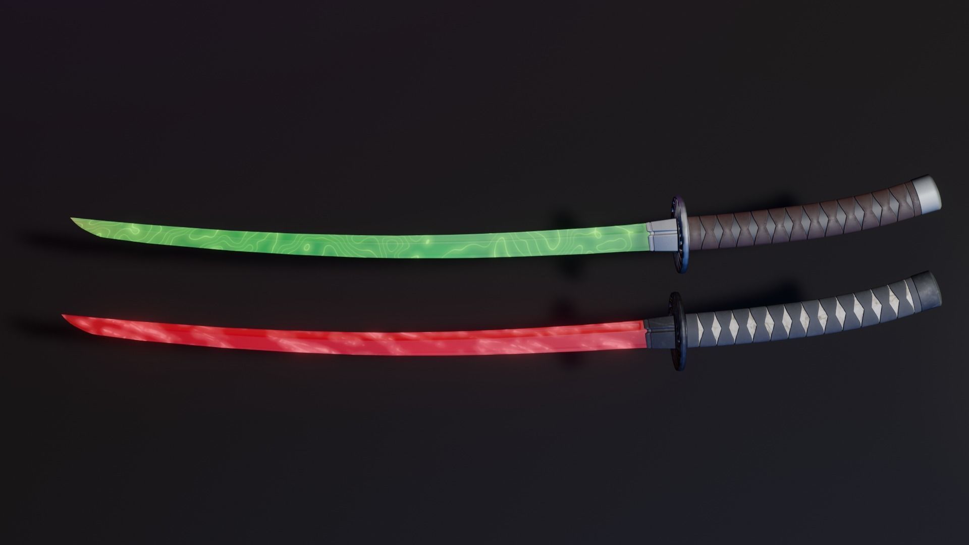 Stylized Katana Asset with five skins low poly game ready Low-poly 3D model_3