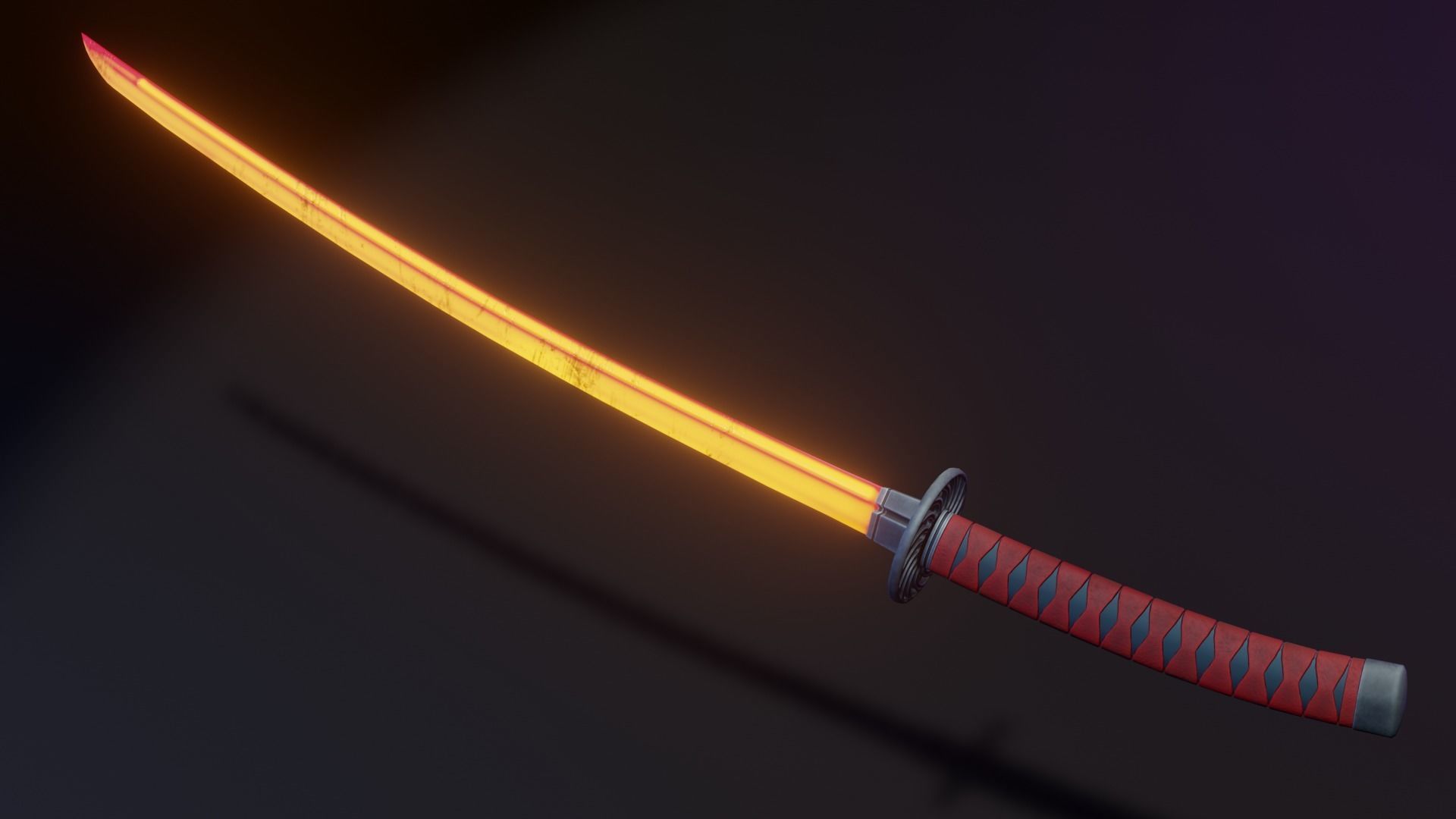 Stylized Katana Asset with five skins low poly game ready Low-poly 3D model_9