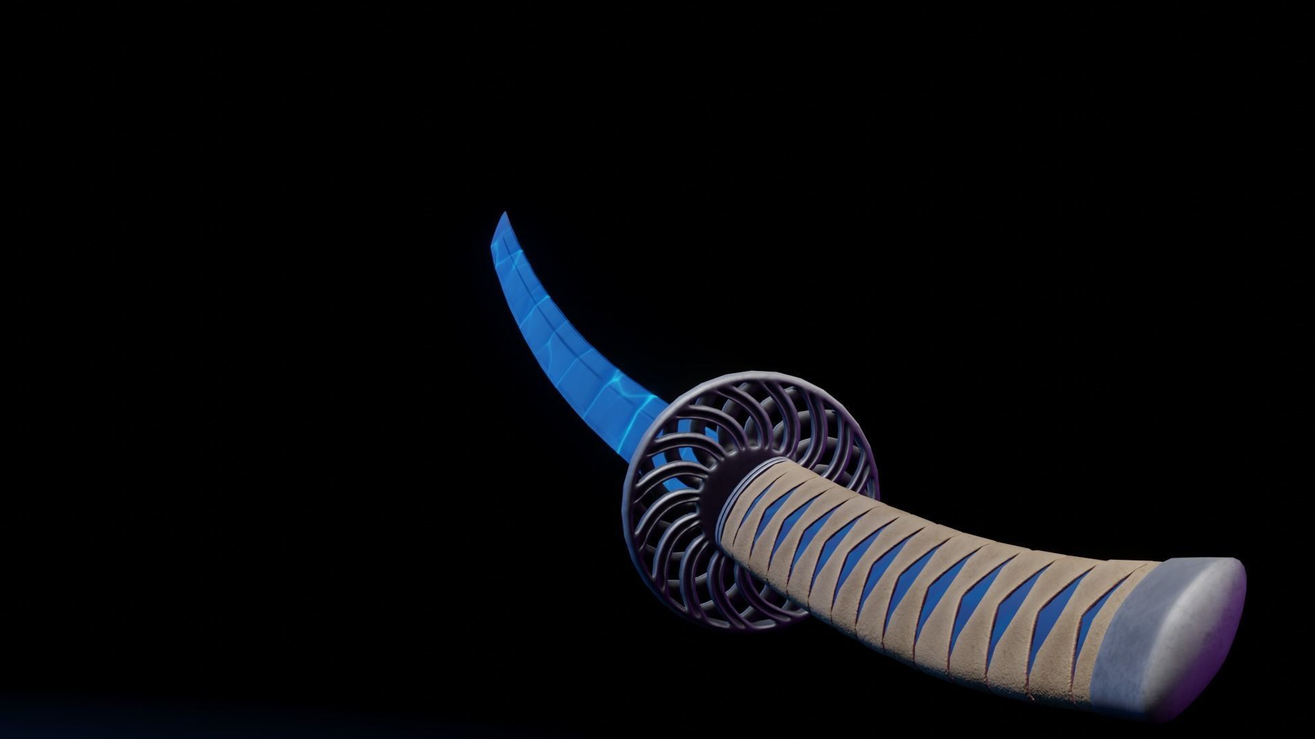 Stylized Katana Asset with five skins low poly game ready Low-poly 3D model_12