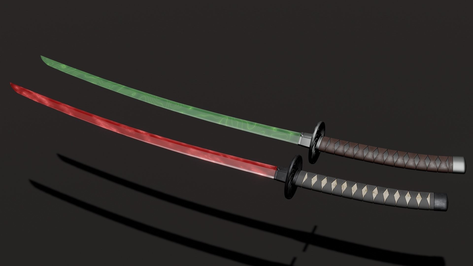 Stylized Katana Asset with five skins low poly game ready Low-poly 3D model_17