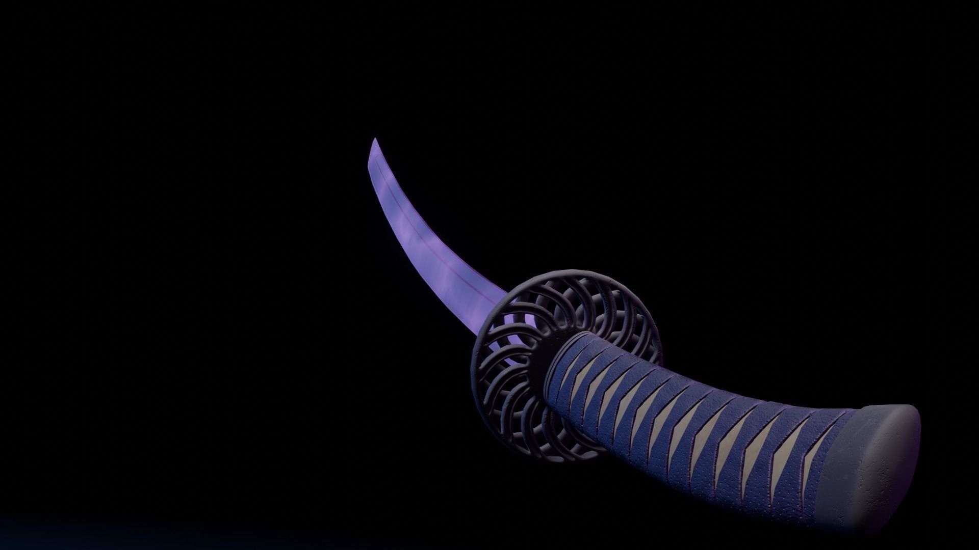 Stylized Katana Asset with five skins low poly game ready Low-poly 3D model_11