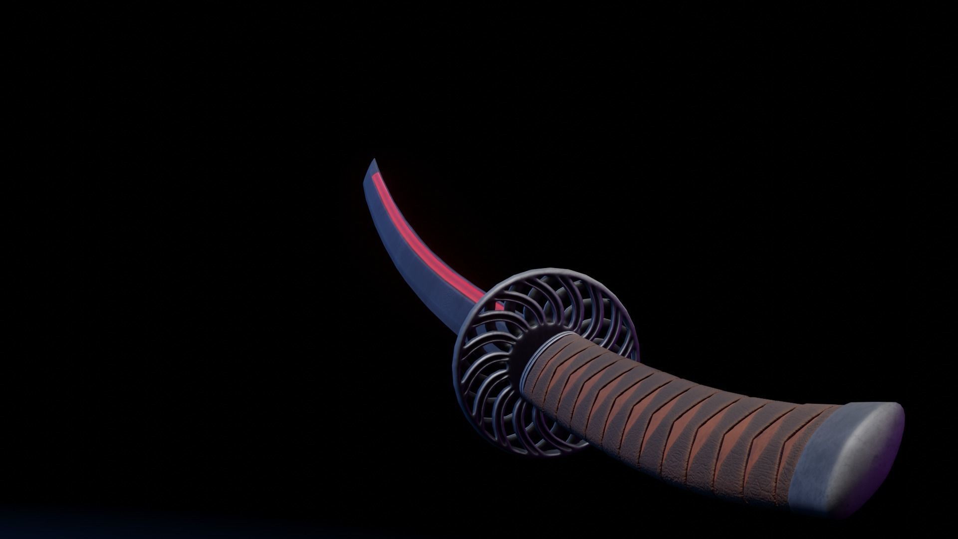 Stylized Katana Asset with five skins low poly game ready Low-poly 3D model_13