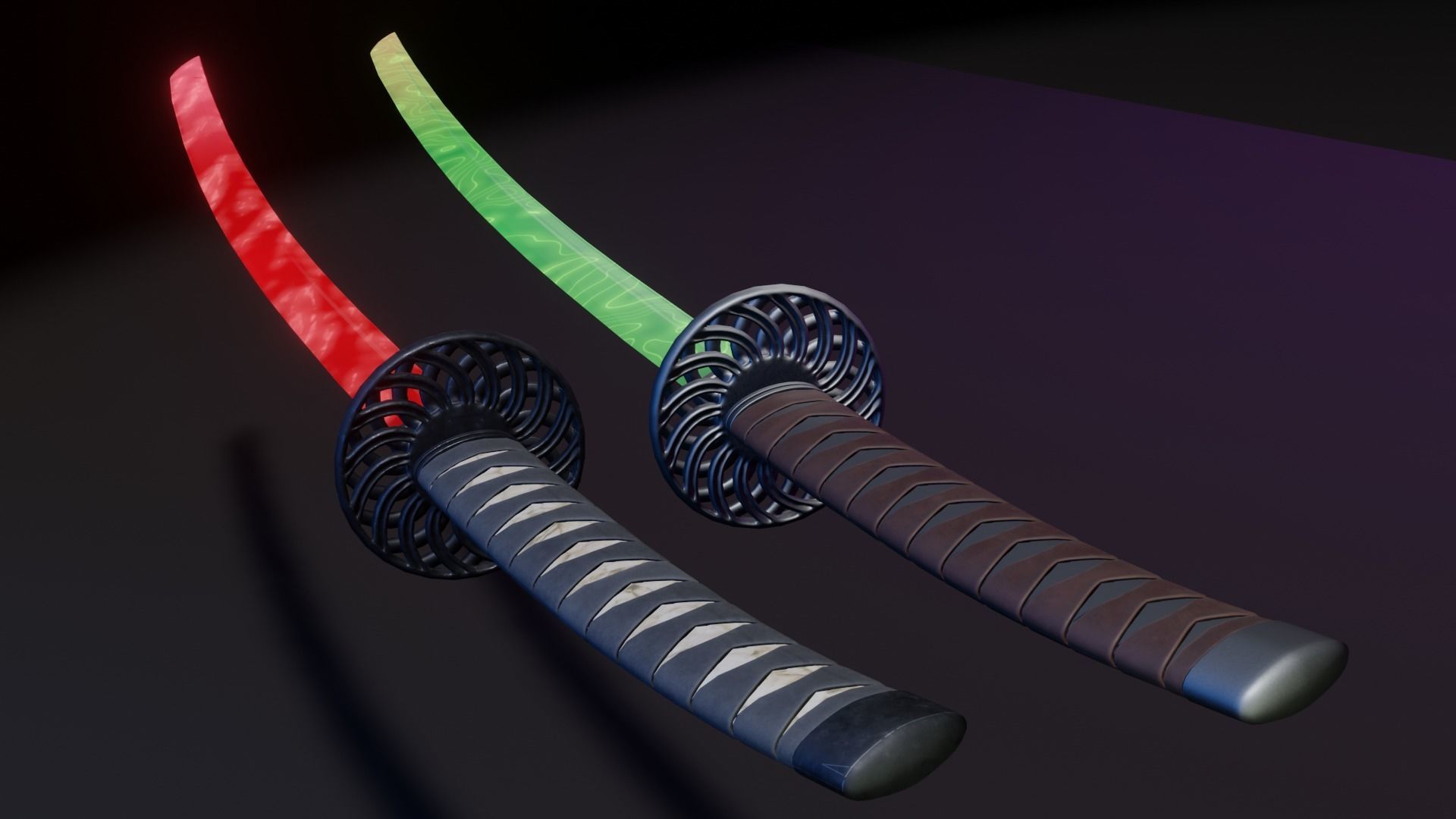 Stylized Katana Asset with five skins low poly game ready Low-poly 3D model_16