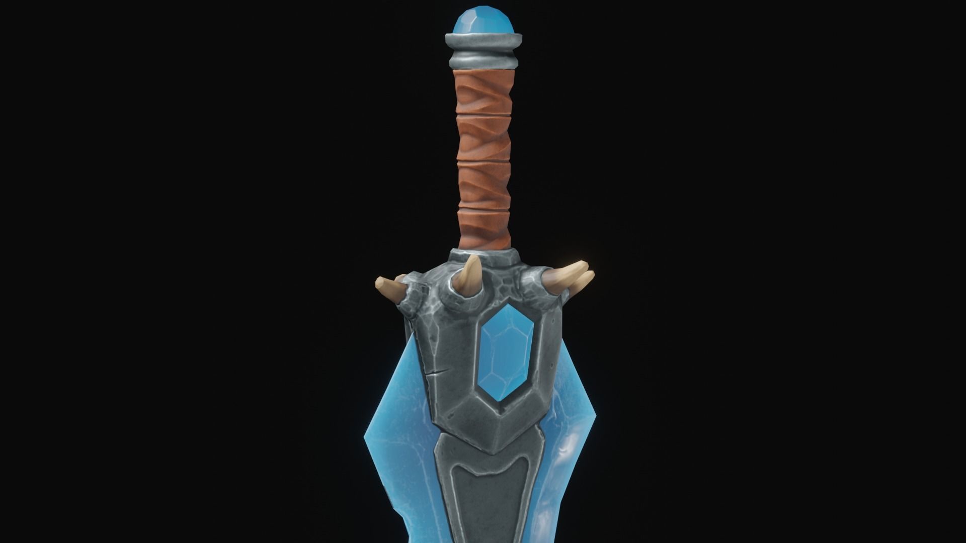 Stylized Crystal Sword with Oni bones PBR low-poly Low-poly 3D model_6