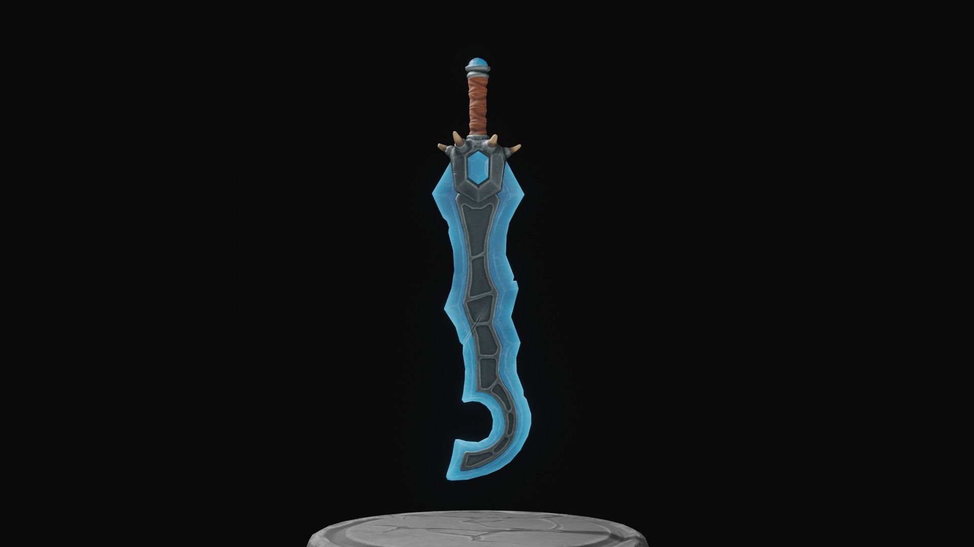 Stylized Crystal Sword with Oni bones PBR low-poly Low-poly 3D model_2