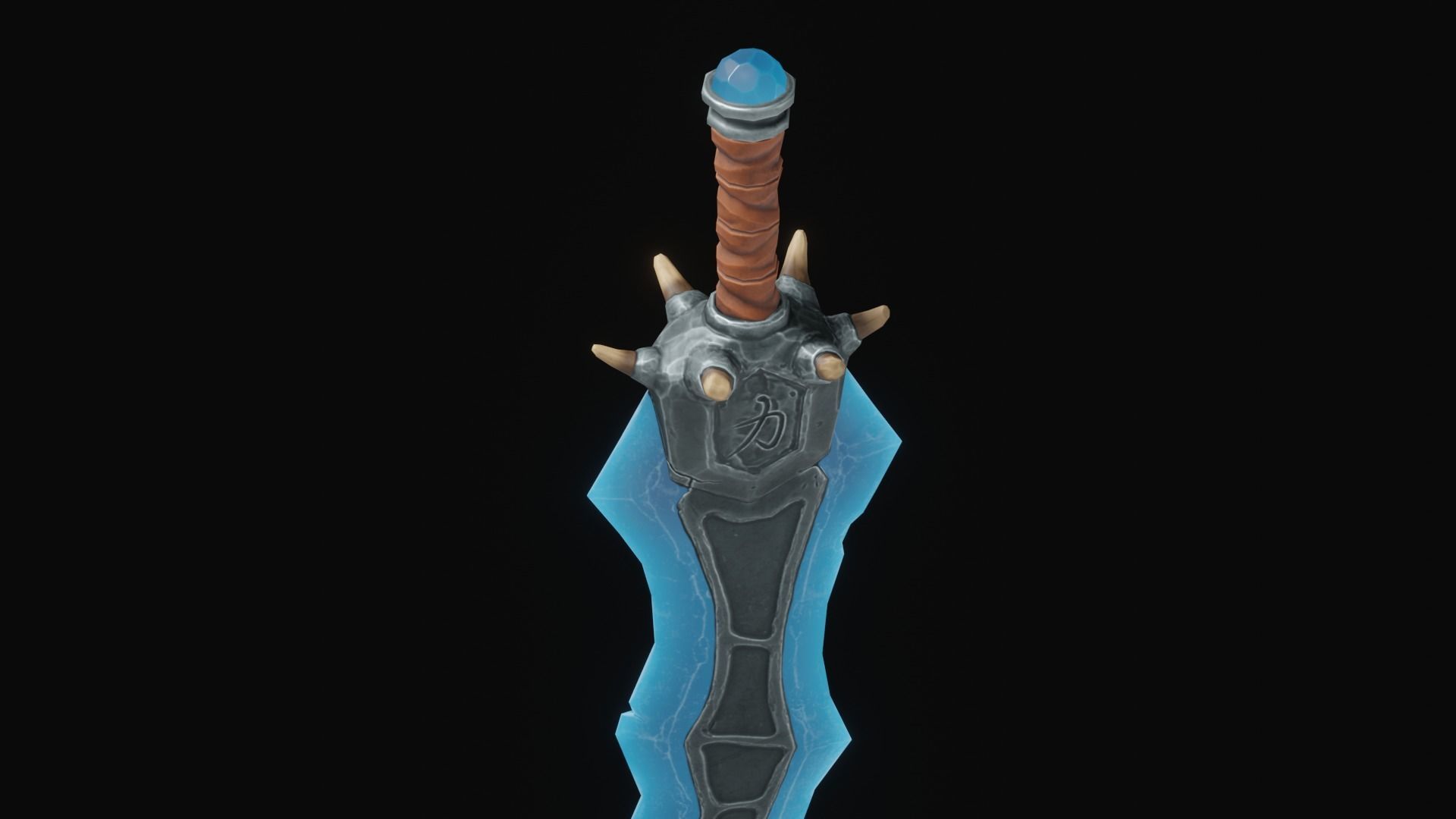 Stylized Crystal Sword with Oni bones PBR low-poly Low-poly 3D model_5